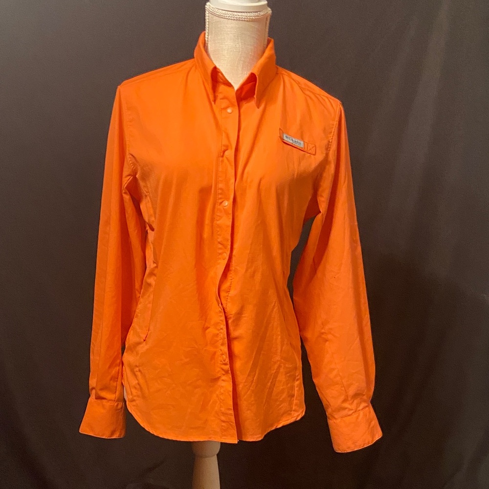 Columbia Orange Outdoor Shirt with Logo Patch